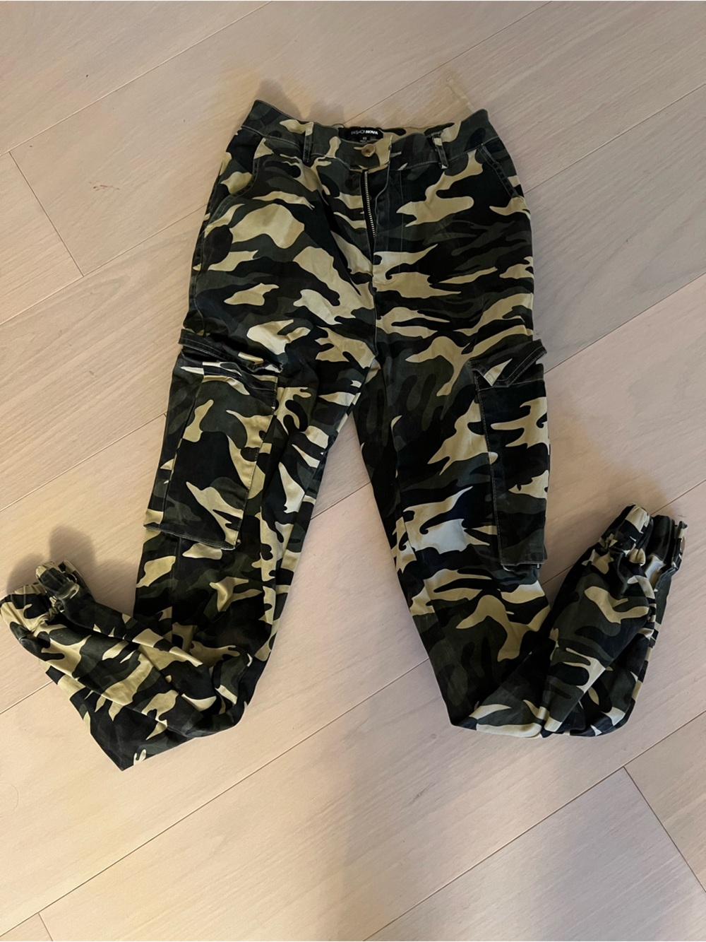 Camo army Cargo Jogger Pants - Green Black Camouflage - size xs